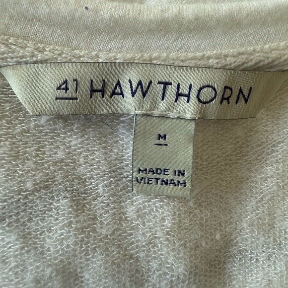 41 Hawthorne | Off White & Gray Stripe Long Sleeve Tee | Size M - Picture 3 of 3